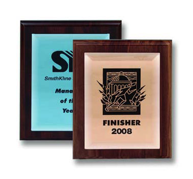 Mirrored Glass Plaques (Walnut)